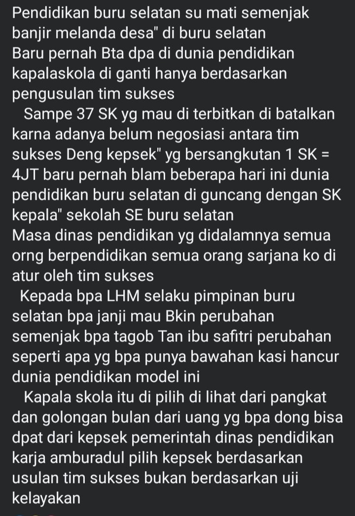 Dunia Pendidikan Buru Selatan Diterpa Isu Pergantia