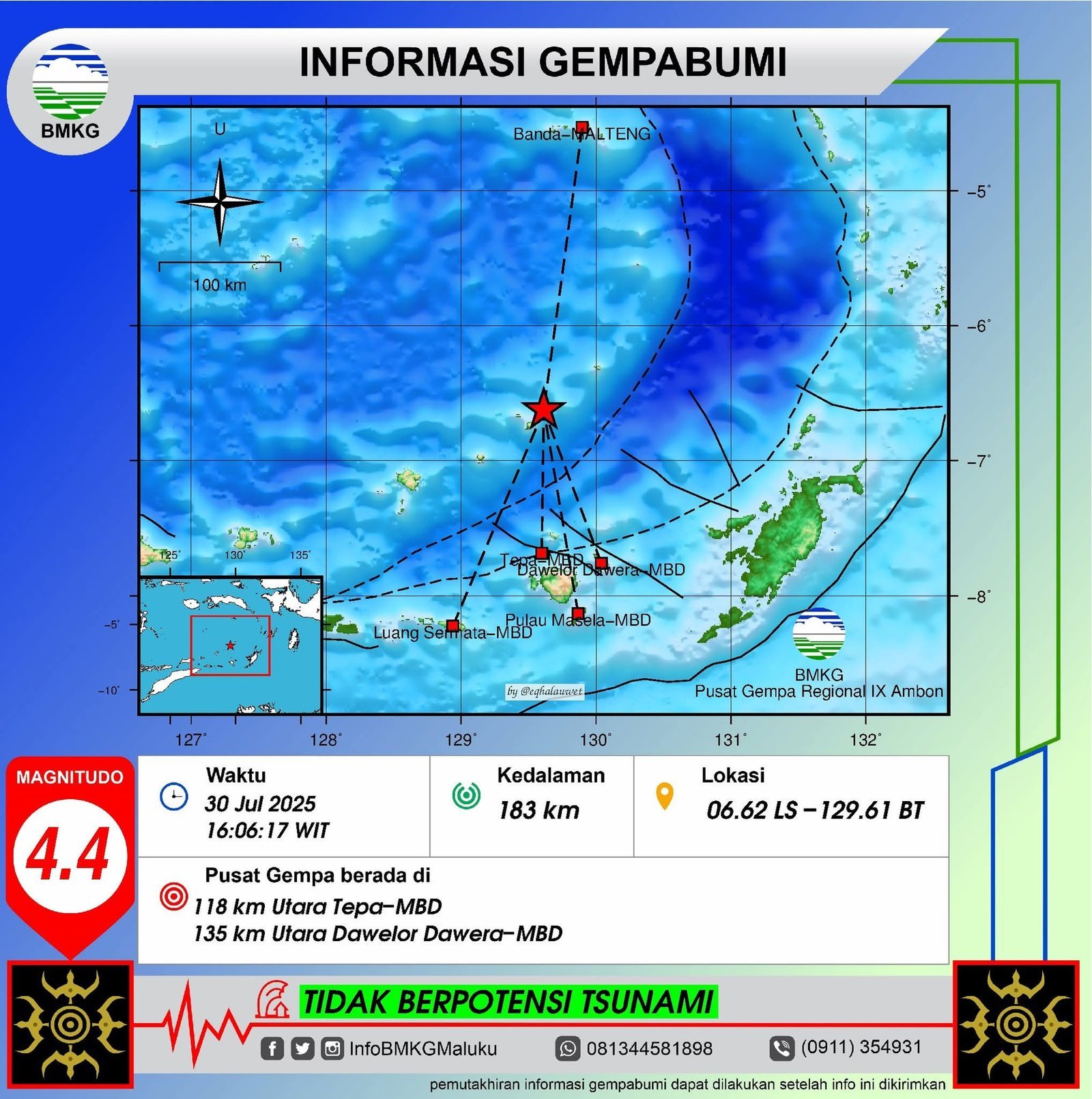 GEMPA MAGNITUDO 4,4 GUNCANG UTARA MBD — BMKG IMBAU WARGA TETAP WASPADA