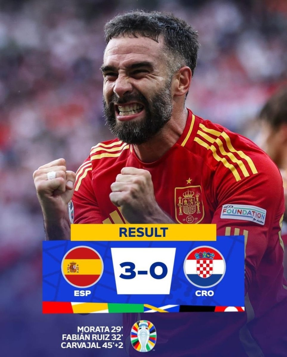 Kalah dalam statistik pertandingan Namun Spanyol mampu bantai Kroasia 3 - 0
