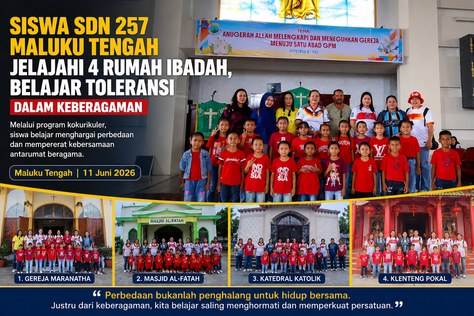 Kunjungi Empat Rumah Ibadah, Siswa SDN 257 Maluku Tengah Belajar Toleransi Sejak Dini