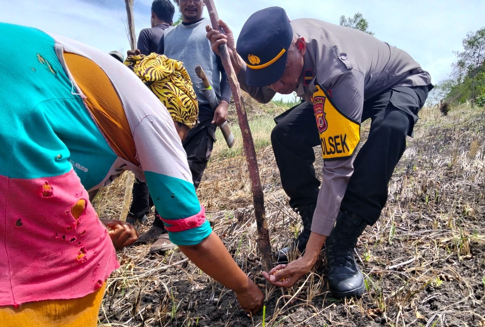 Polsek Kepala Madan BurseL Tanam Jagung Dukung Program Ketahanan Pangan