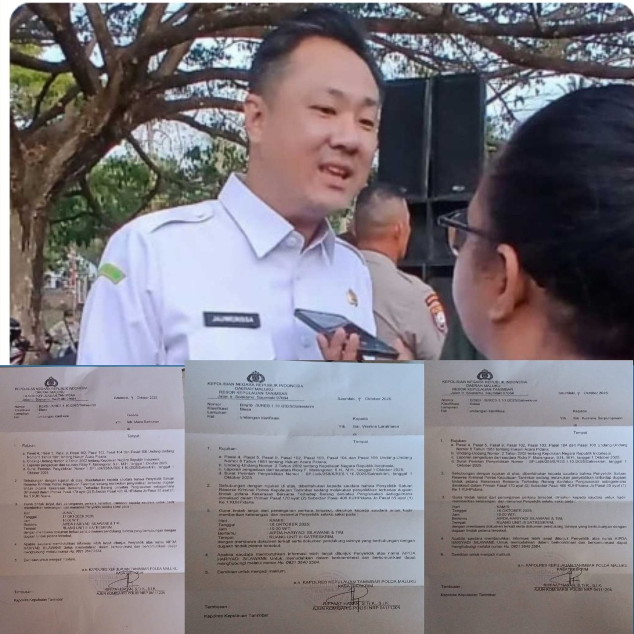 Tidak Konsisten ! Bupati Ricky Jawerisa Akui Perintahkan Kabag Hukum Polisikan Demosntran PPPK