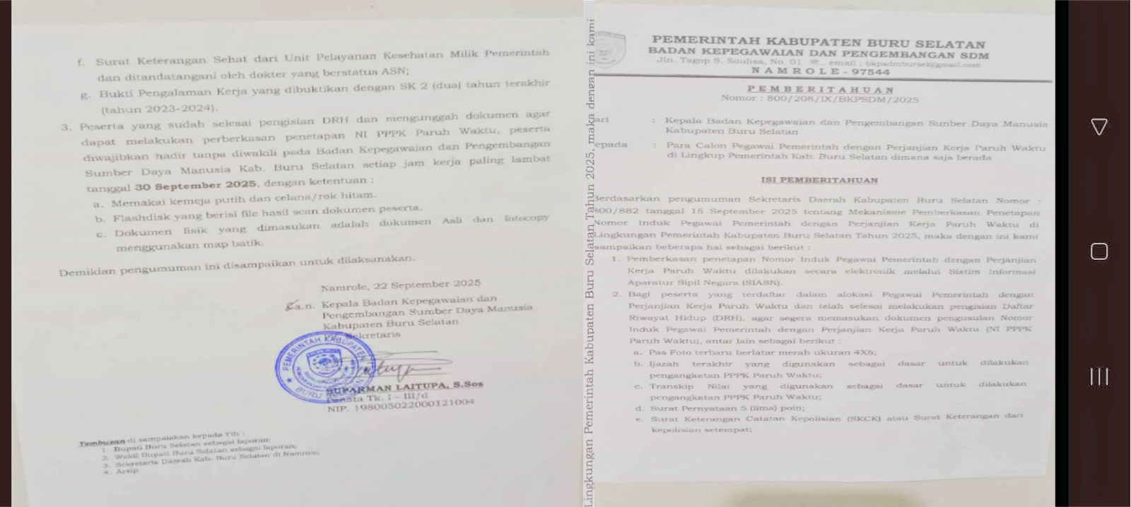 Informasi Pemberkasan NI PPPK Paruh Waktu BurseL Beredar di Media Sosial