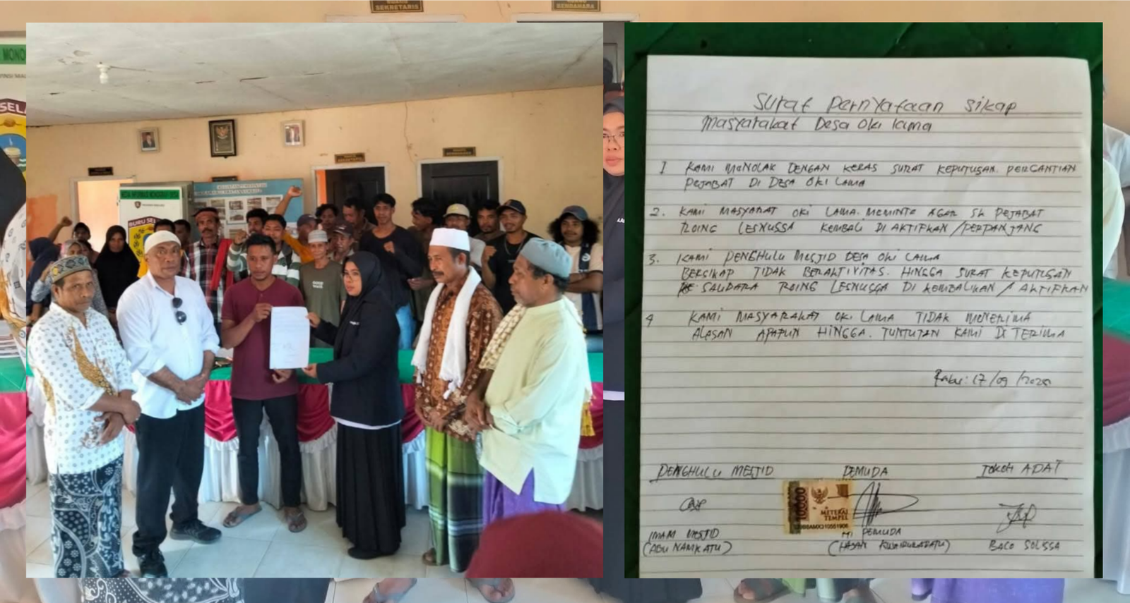 Desa Oki Lama Bergolak: Rakyat Menolak, Masjid Terancam Sepi, Bupati Harus Bertindak