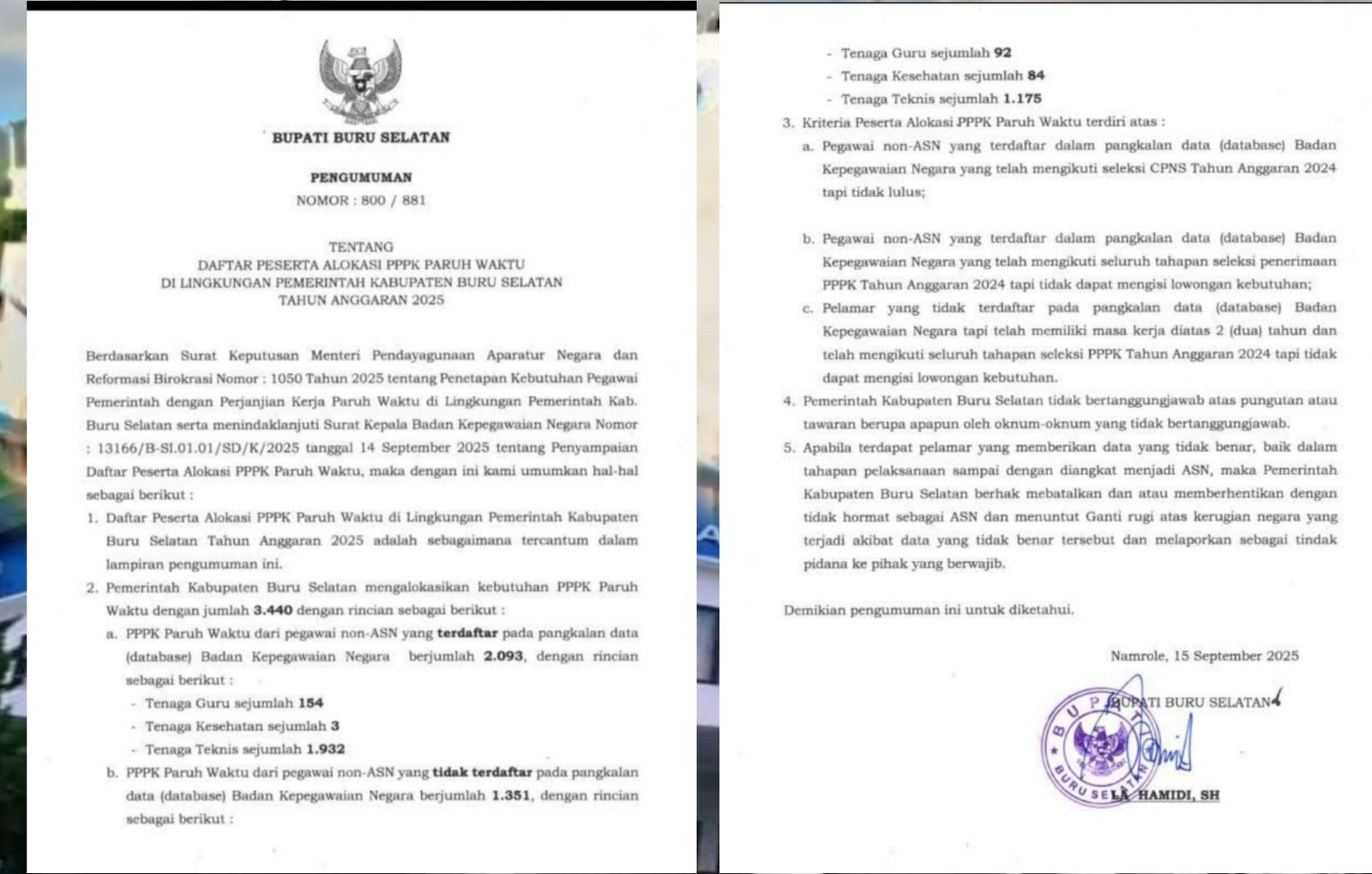 BurseL Tetapkan 3.440 Formasi PPPK Paruh Waktu Tahun 2025